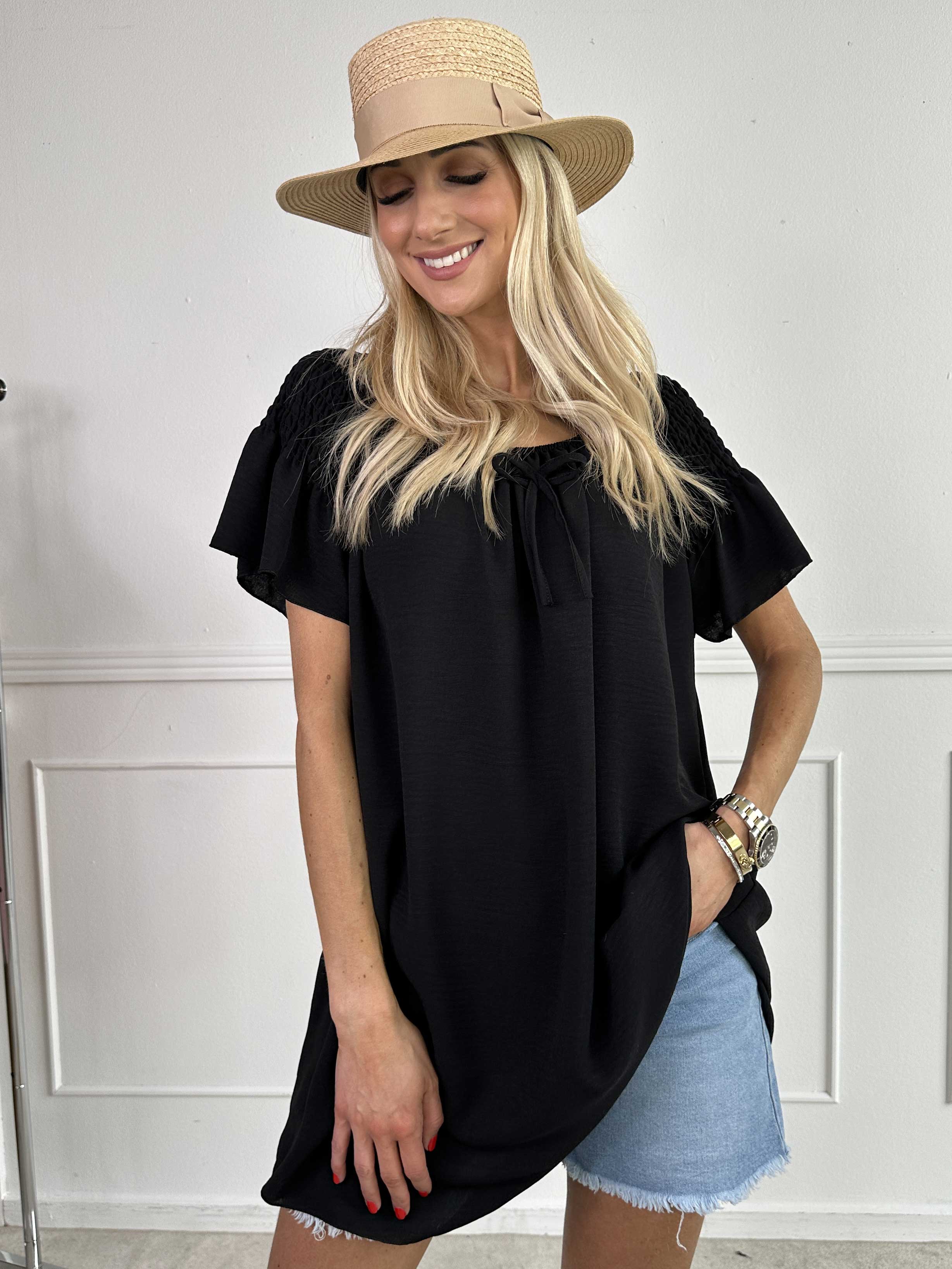 Esther - Söt tunika med volangärmar och elastisk halsringning